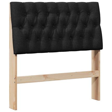 Polstret sengegavl Sort 90 cm Massiv fyrretræ