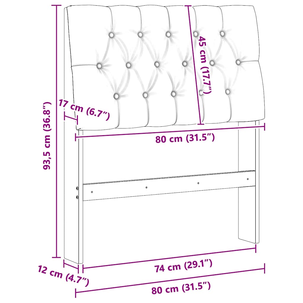 Polstret sengegavl Gråbrun 80 cm Massiv fyrretræ