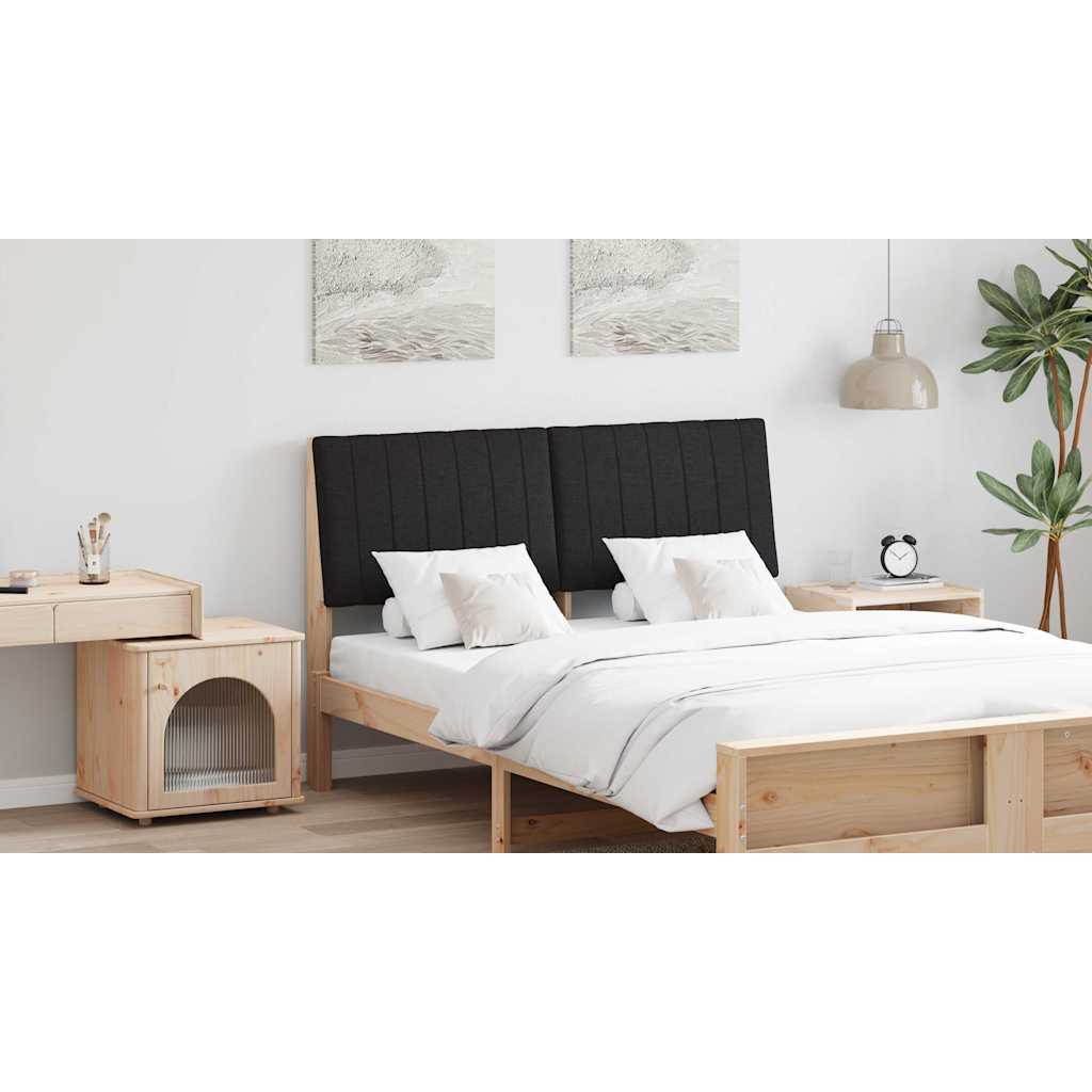 Polstret sengegavl Sort 140 cm Massiv fyrretræ