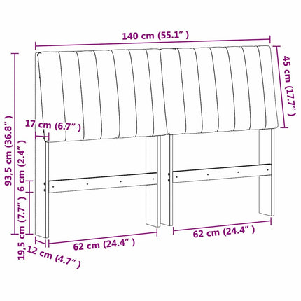 Polstret sengegavl Lysegrå 140 cm Massiv fyrretræ
