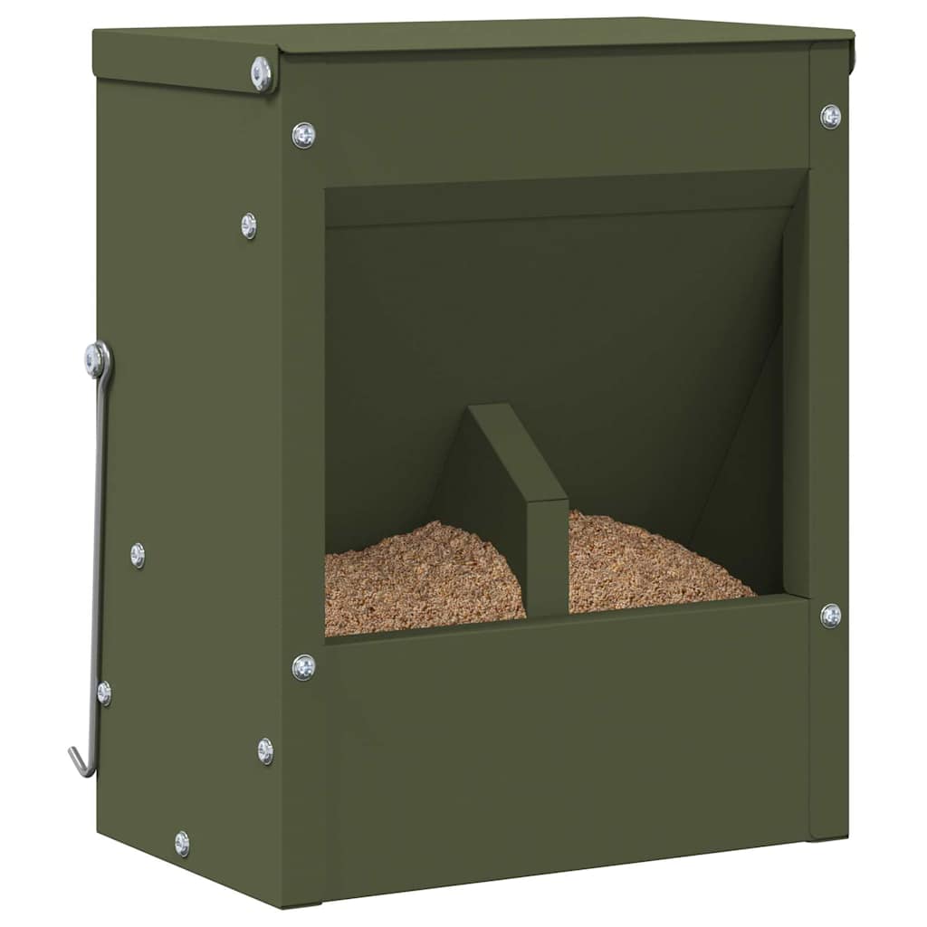 Kaninfeeder Oliven grøn 20 x 12,5 x 25 cm Koldvalset Stål