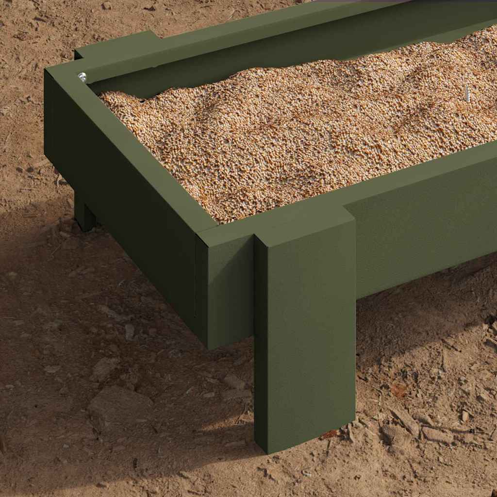Kyllingefodertrug Oliven grøn 80 x 28 x 13.5 cm Koldvalset Stål