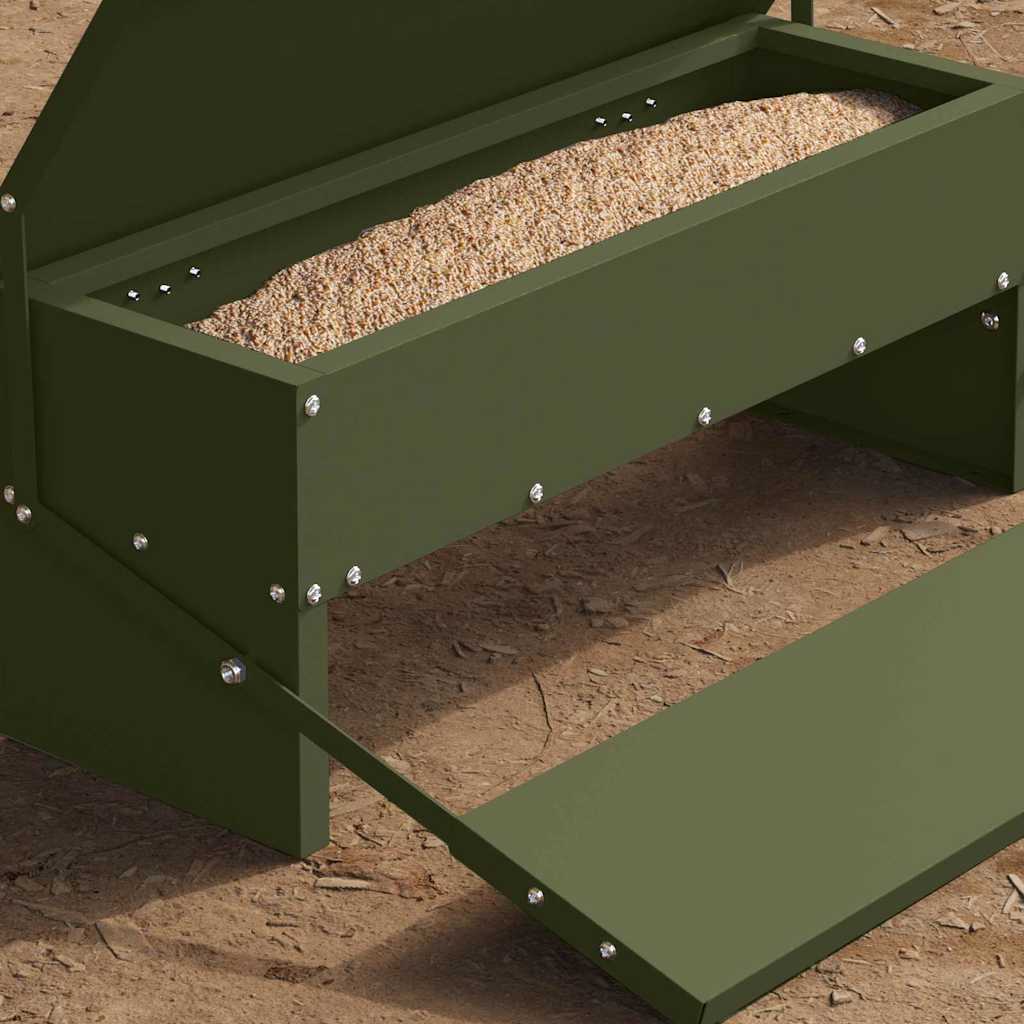 Kylling treadle feeder Oliven grøn 48,5 x 39,5 x 19 cm