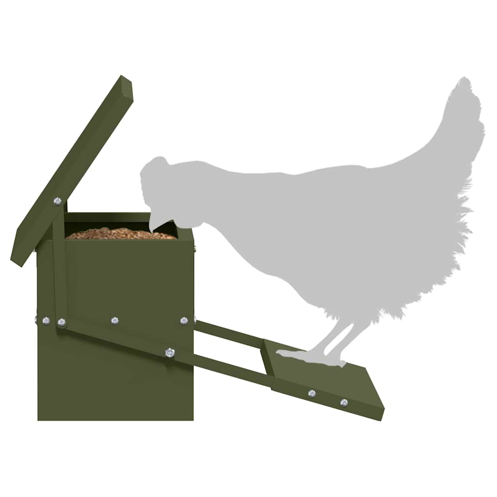 Kylling treadle feeder Oliven grøn 48,5 x 39,5 x 19 cm