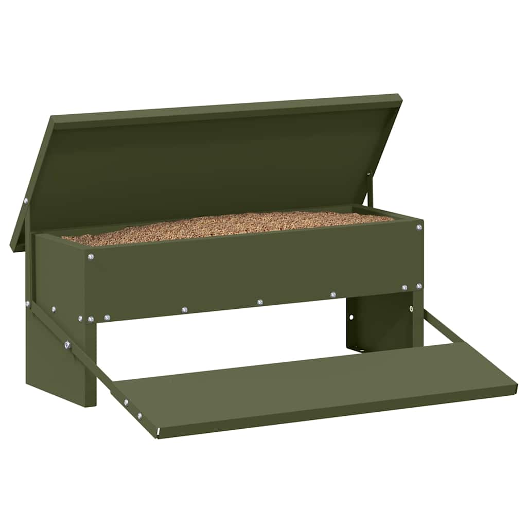 Kylling treadle feeder Oliven grøn 48,5 x 39,5 x 19 cm