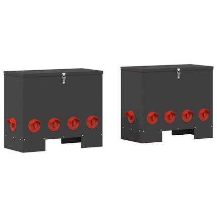 Hønsefoder 2 pcs Sort 60,5 x 29 x 51 cm Koldvalset Stål