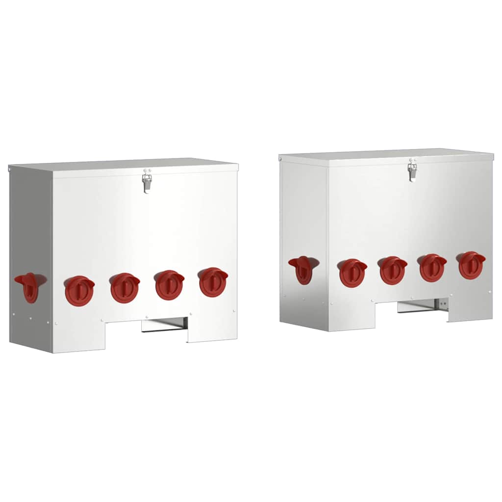 Hønsefoder 2 pcs Sølv 60,5 x 29 x 51 cm Galvaniseret stål