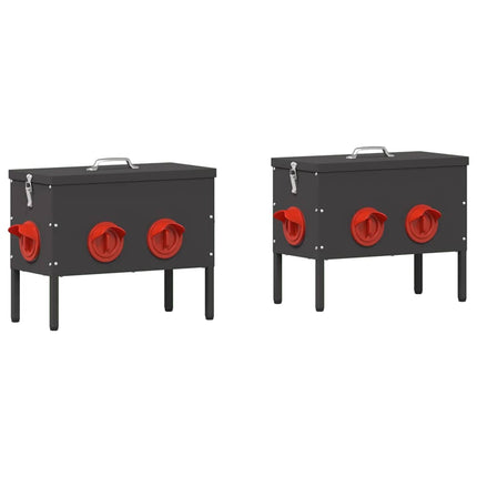 Hønsefoder 2 pcs Sort 41,5 x 20,5 x 33 cm Koldvalset Stål