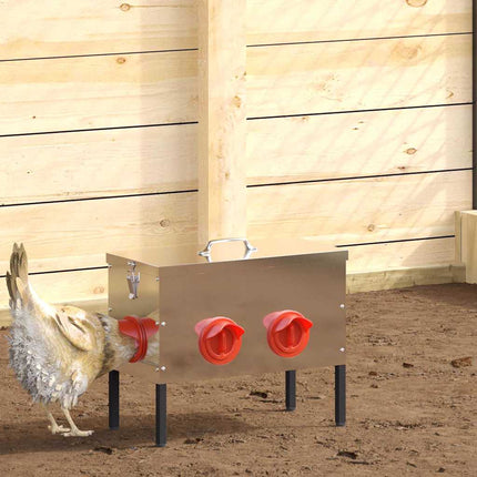 Hønsefoder 2 pcs Sølv 41,5 x 20,5 x 33 cm Galvaniseret stål