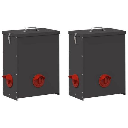 Hønsefoder 2 pcs Sort 32,5 x 20,5 x 43 cm Koldvalset Stål
