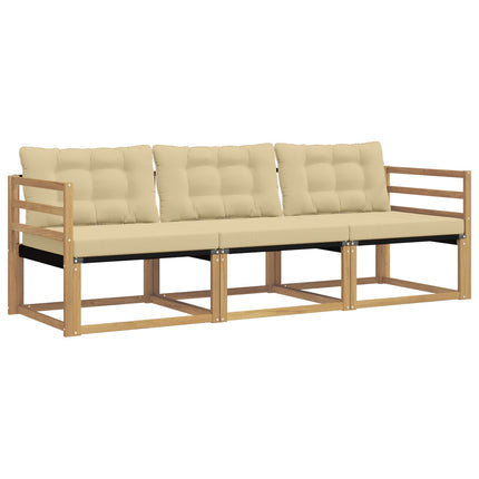 Udendørs sofagruppe med pude 3 pcs Hvid og Beige