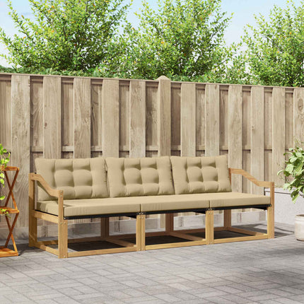 Udendørs sofagruppe med pude 3 pcs Hvid og Beige