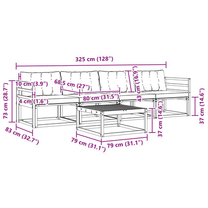 Udendørs sofagruppe 5 pcs Hvid og lysegrå 79 x 79 x 37 cm