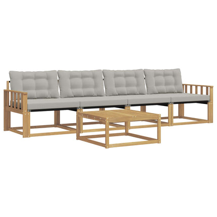 Udendørs sofagruppe 5 pcs Hvid og lysegrå 79 x 79 x 37 cm