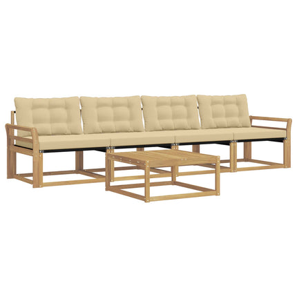Udendørs sofagruppe 5 pcs Hvid og Beige 79 x 79 x 37 cm