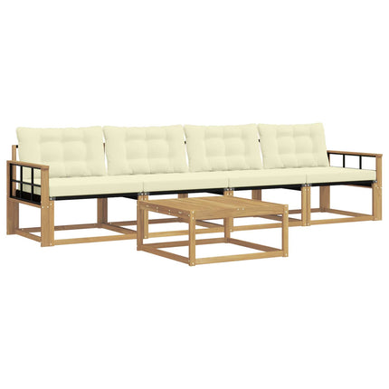 Udendørs sofagruppe 5 pcs Hvid og cremefarvet 79 x 79 x 37 cm