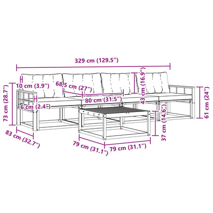 Udendørs sofagruppe 5 pcs Hvid og lysegrå 79 x 79 x 37 cm