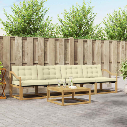 Udendørs sofagruppe 5 pcs Hvid og cremefarvet 79 x 79 x 37 cm