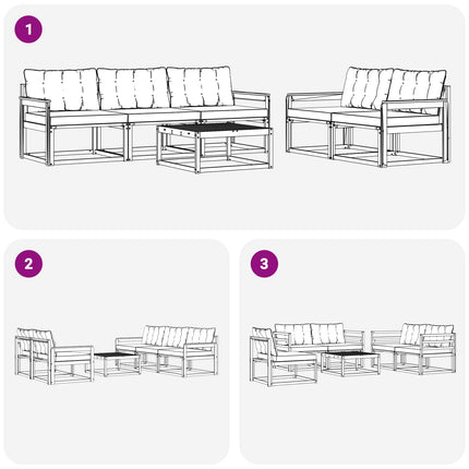 Udendørs sofagruppe 6 pcs Hvid og lysegrå 79 x 79 x 37 cm