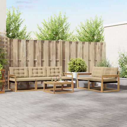 Udendørs sofagruppe 6 pcs Hvid og Beige 79 x 79 x 37 cm