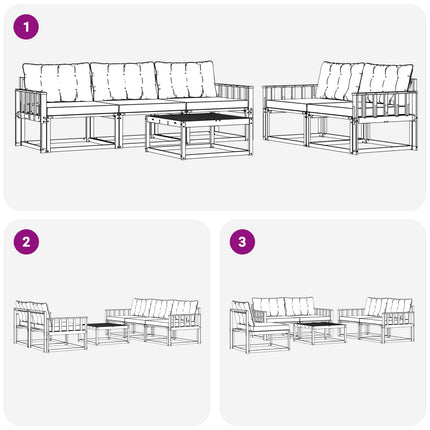 Udendørs sofagruppe 6 pcs Hvid og cremefarvet 79 x 79 x 37 cm