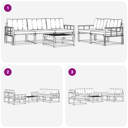 Udendørs sofagruppe 6 pcs Hvid og sort 79 x 79 x 37 cm