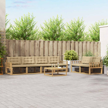 Udendørs sofagruppe 7 pcs Hvid og Beige 79 x 79 x 37 cm