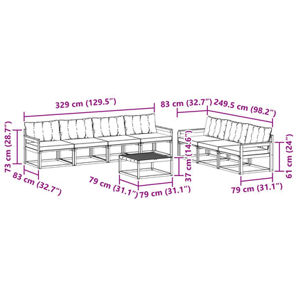 Udendørs sofagruppe 8 pcs Hvid og Beige