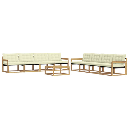 Udendørs sofagruppe 9 pcs Hvid og cremefarvet 79 x 79 x 37 cm
