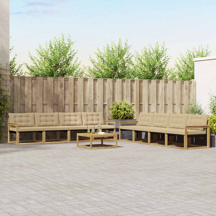 Udendørs sofagruppe 9 pcs Hvid og Beige 79 x 79 x 37 cm