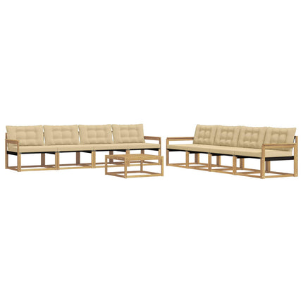 Udendørs sofagruppe 9 pcs Hvid og Beige 79 x 79 x 37 cm