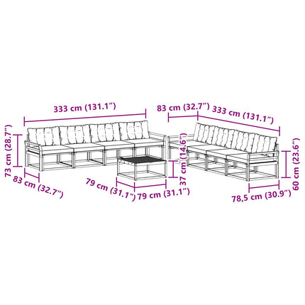 Udendørs sofagruppe 9 pcs Hvid og lysegrå 79 x 79 x 37 cm
