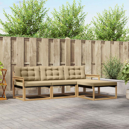 Udendørs sofagruppe med pude 4 pcs Hvid og Beige