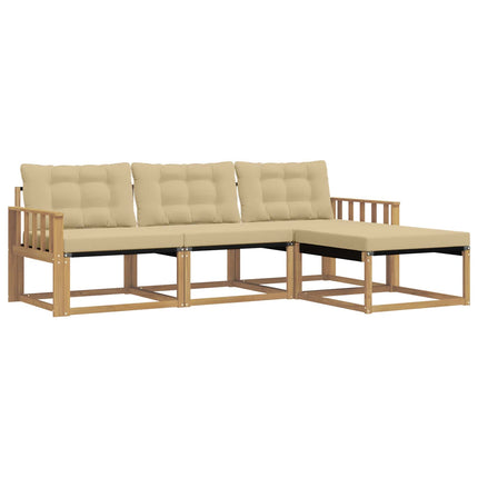 Udendørs sofagruppe med pude 4 pcs Hvid og Beige