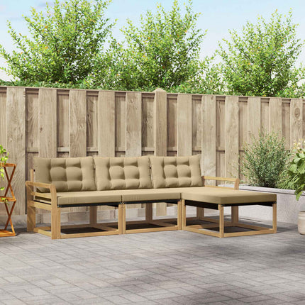 Udendørs sofagruppe med pude 4 pcs Hvid og Beige