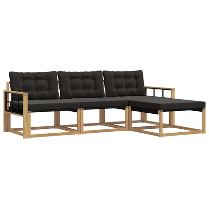 Udendørs sofagruppe med pude 4 pcs Hvid og sort