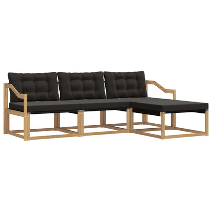 Udendørs sofagruppe med pude 4 pcs Hvid og sort