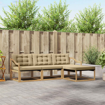 Udendørs sofagruppe med pude 4 pcs Hvid og Beige