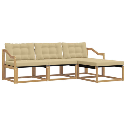 Udendørs sofagruppe med pude 4 pcs Hvid og Beige