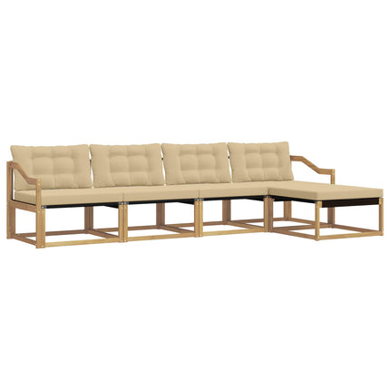 Udendørs sofagruppe med pude 5 pcs Hvid og Beige