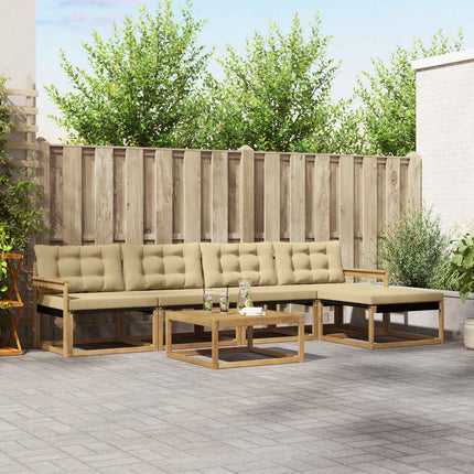 Udendørs sofagruppe 6 pcs Hvid og Beige