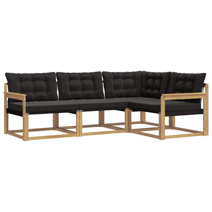 Udendørs sofagruppe med pude 4 pcs Hvid og sort