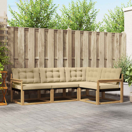 Udendørs sofagruppe med pude 4 pcs Hvid og Beige