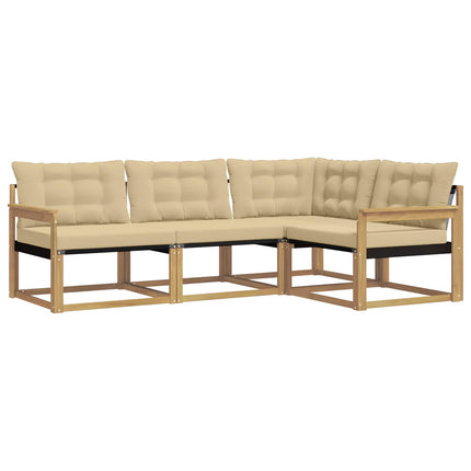 Udendørs sofagruppe med pude 4 pcs Hvid og Beige