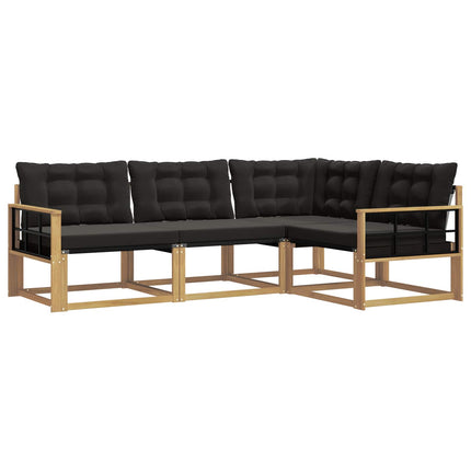 Udendørs sofagruppe med pude 4 pcs Hvid og sort
