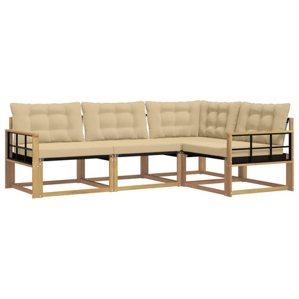 Udendørs sofagruppe med pude 4 pcs Hvid og Beige