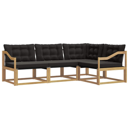 Udendørs sofagruppe med pude 4 pcs Hvid og sort