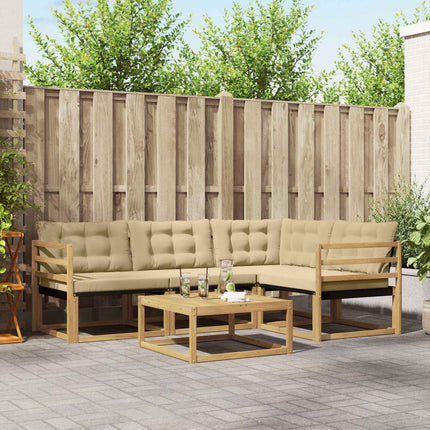Udendørs sofagruppe 5 pcs Hvid og Beige 79 x 79 x 37 cm