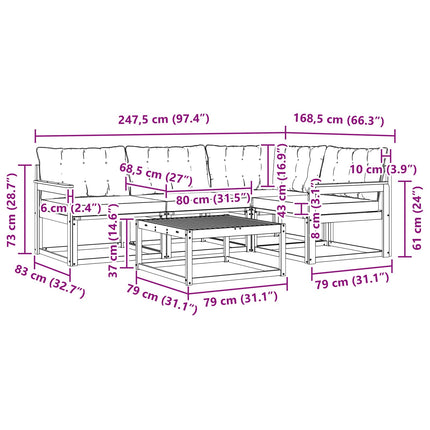 Udendørs sofagruppe 5 pcs Hvid og cremefarvet 79 x 79 x 37 cm