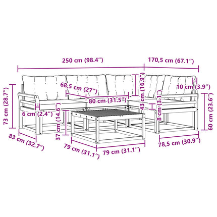 Udendørs sofagruppe 5 pcs Hvid og lysegrå 79 x 79 x 37 cm